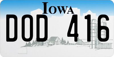 IA license plate DOD416