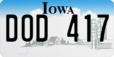 IA license plate DOD417
