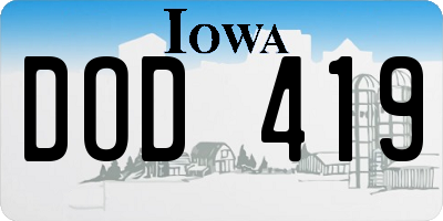 IA license plate DOD419