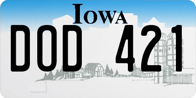 IA license plate DOD421