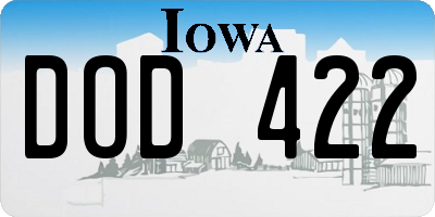 IA license plate DOD422
