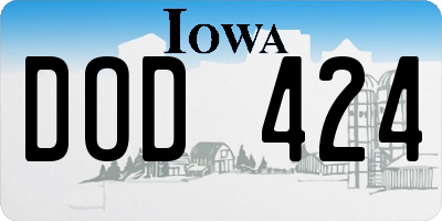 IA license plate DOD424