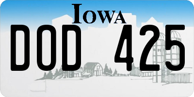 IA license plate DOD425