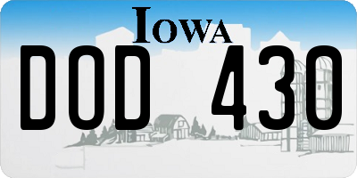 IA license plate DOD430
