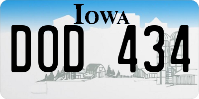 IA license plate DOD434