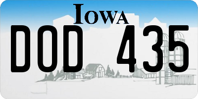 IA license plate DOD435
