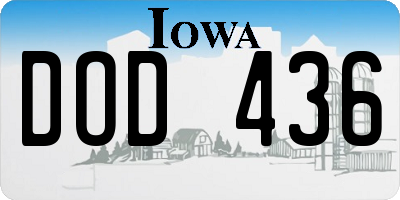 IA license plate DOD436