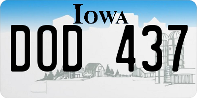 IA license plate DOD437