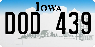 IA license plate DOD439