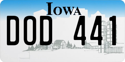 IA license plate DOD441