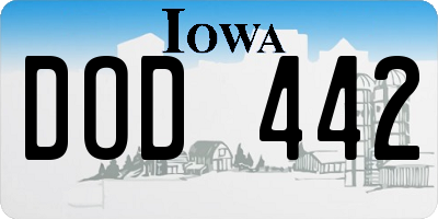 IA license plate DOD442