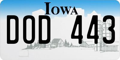 IA license plate DOD443