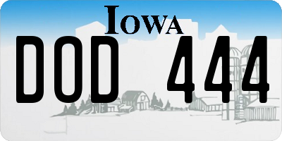 IA license plate DOD444