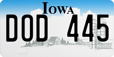 IA license plate DOD445