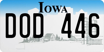 IA license plate DOD446