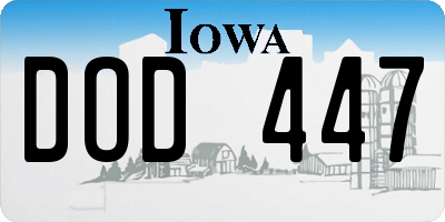 IA license plate DOD447