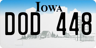 IA license plate DOD448