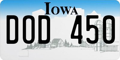 IA license plate DOD450