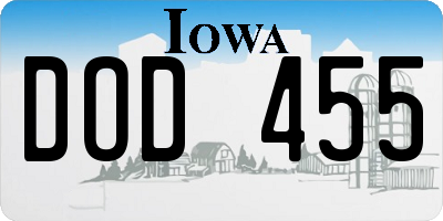 IA license plate DOD455