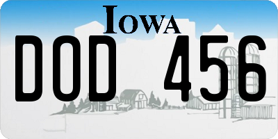 IA license plate DOD456