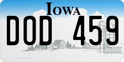 IA license plate DOD459