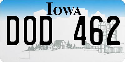 IA license plate DOD462