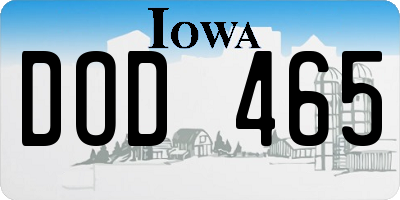 IA license plate DOD465