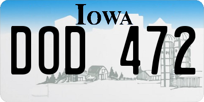 IA license plate DOD472