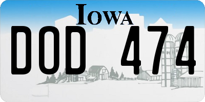 IA license plate DOD474