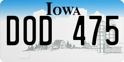 IA license plate DOD475