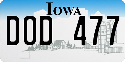 IA license plate DOD477