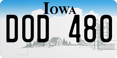 IA license plate DOD480