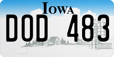 IA license plate DOD483