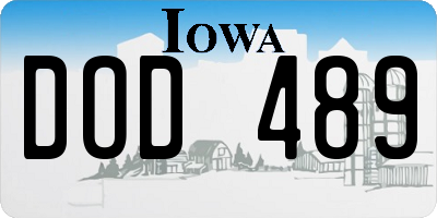 IA license plate DOD489