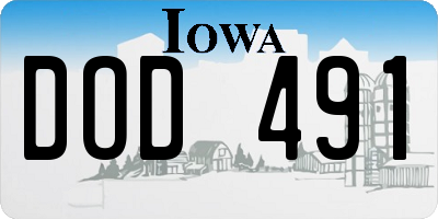 IA license plate DOD491