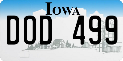 IA license plate DOD499