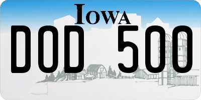 IA license plate DOD500