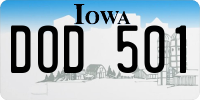 IA license plate DOD501