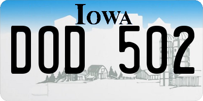 IA license plate DOD502