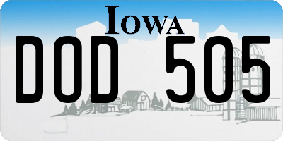 IA license plate DOD505