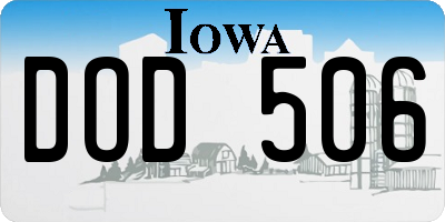 IA license plate DOD506