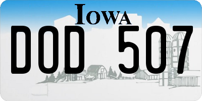 IA license plate DOD507