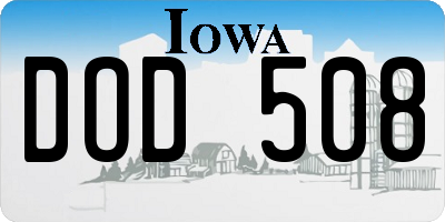 IA license plate DOD508