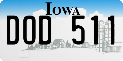 IA license plate DOD511
