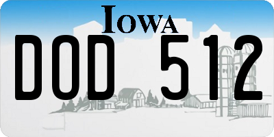 IA license plate DOD512