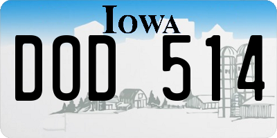 IA license plate DOD514