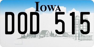 IA license plate DOD515