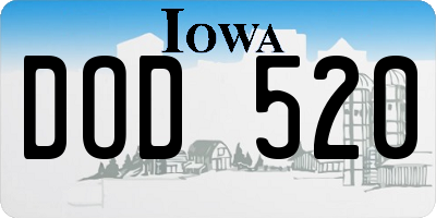 IA license plate DOD520