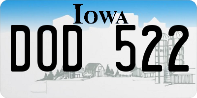 IA license plate DOD522
