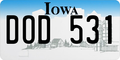 IA license plate DOD531